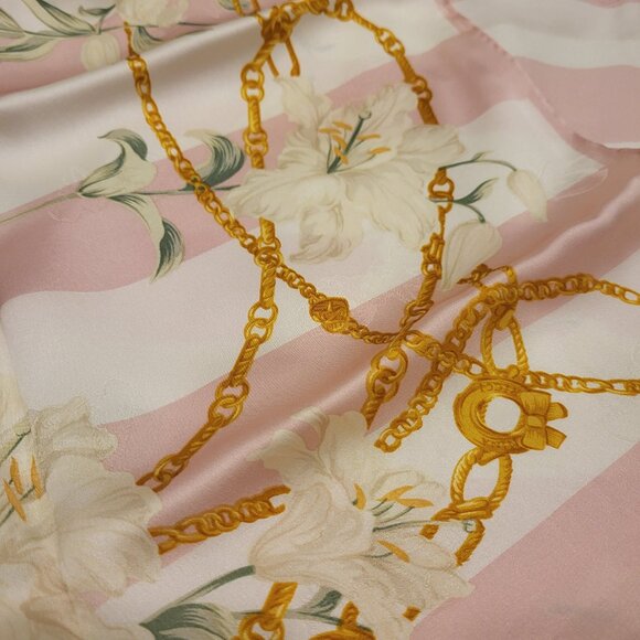 Vintage Nina Ricci Silk Scarf Large Square Scarf with Flowers - Picture 5 of 5